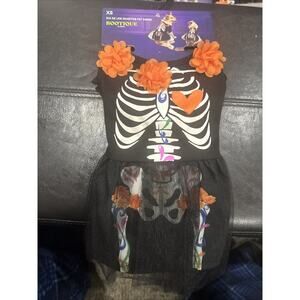Petco Bootique Dia De Los Muertos Dog Dress XS Skeleton Costume NWT